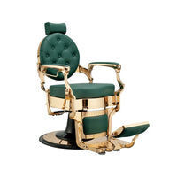 BarberHouse Fauteuil Barbier Gold & Vert - Mobilier professionnel salon